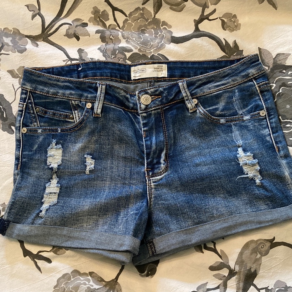 Distressed Denim Shorts